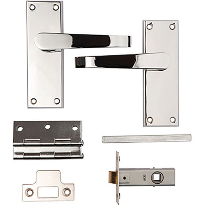 Victorian Latch Door Pack Polished Chrome 