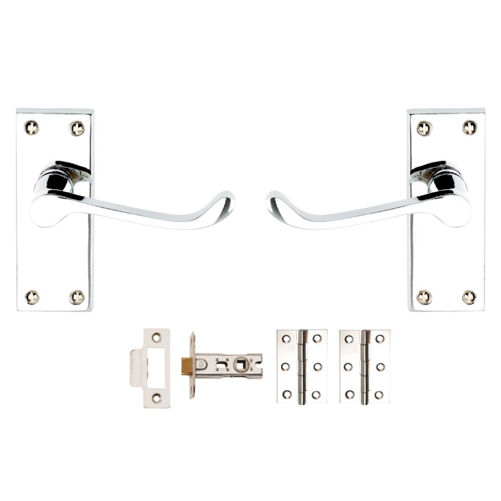 Vic Scroll Latch Door Pack Polished Chrome Pack of 3
