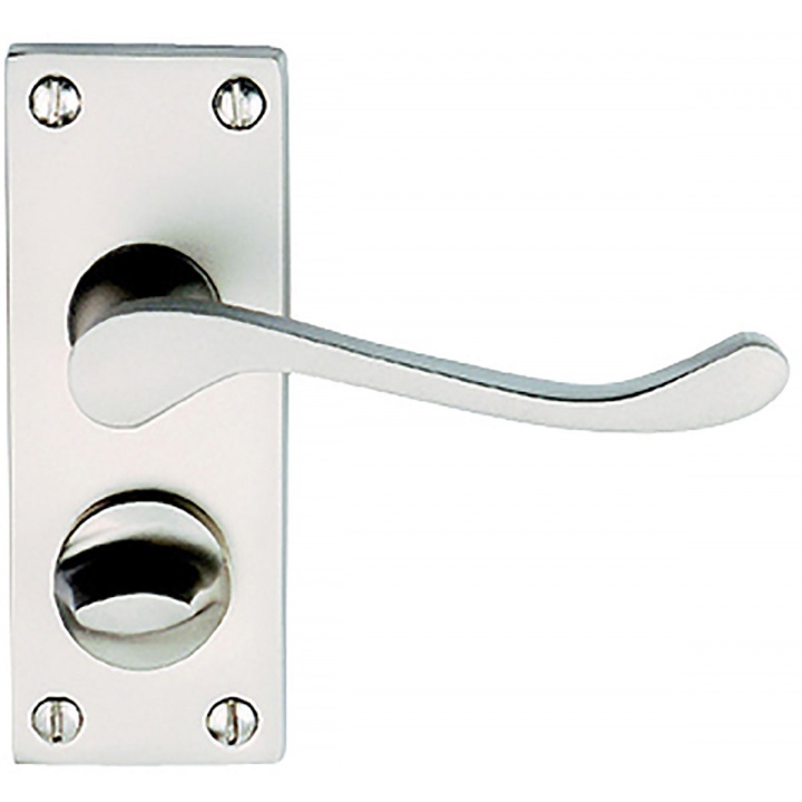 Victorian Scroll Privacy Door Handle Satin Chrome