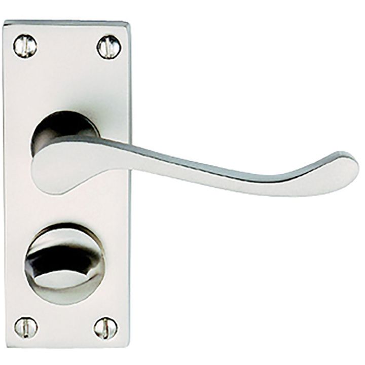 Victorian Scroll Privacy Door Handle Satin Chrome 
