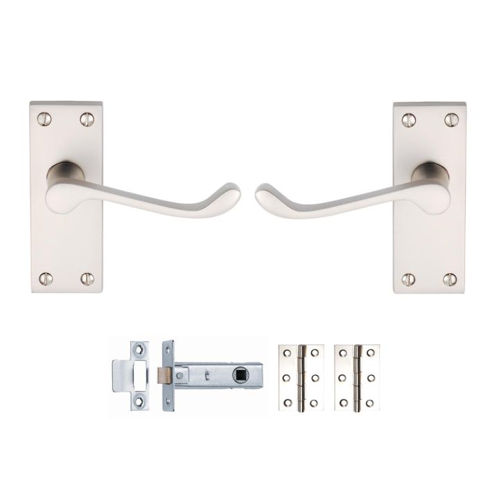 Victorian Scroll Latch Door Pack Satin Chrome 