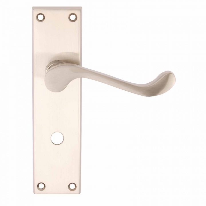 Victorian Scroll Bathroom Door Handles Satin Nickel Premier