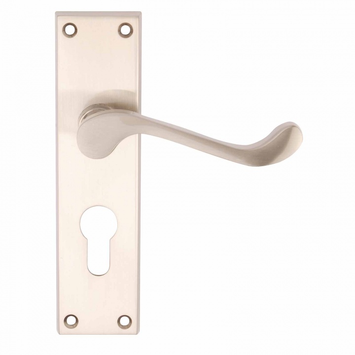 Victorian Scroll Euro Profile Door Handles Satin Nickel Premier
