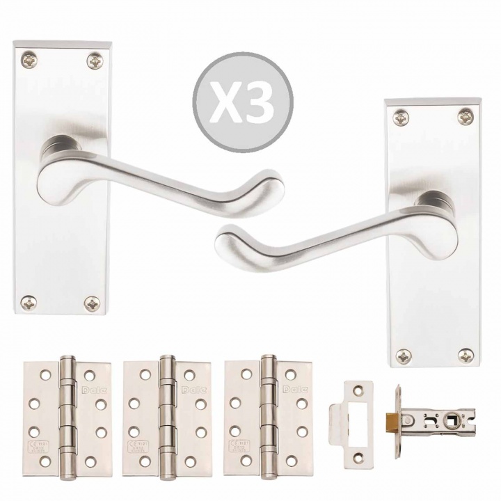 Victorian Latch Door Pack Satin Chrome (PK 3)