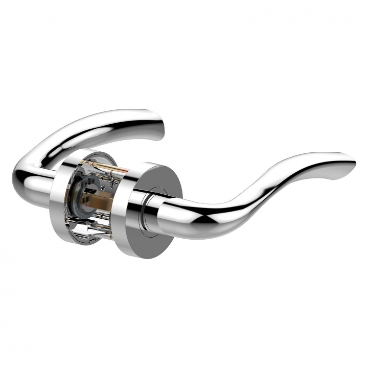 Jigtech Solar Lever Handles on Round Rose Polished Chrome Plated