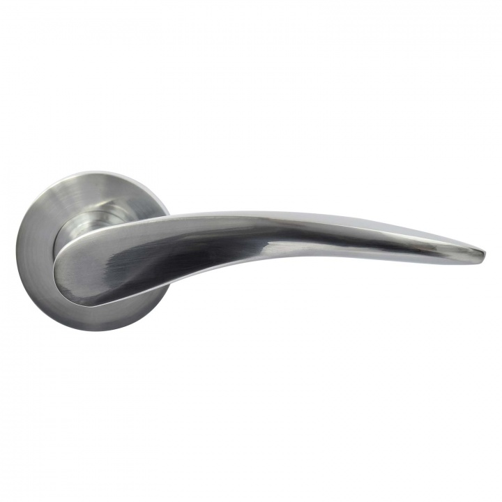 Jigtech Vecta Lever Handles on Round Rose Satin Chrome Plated
