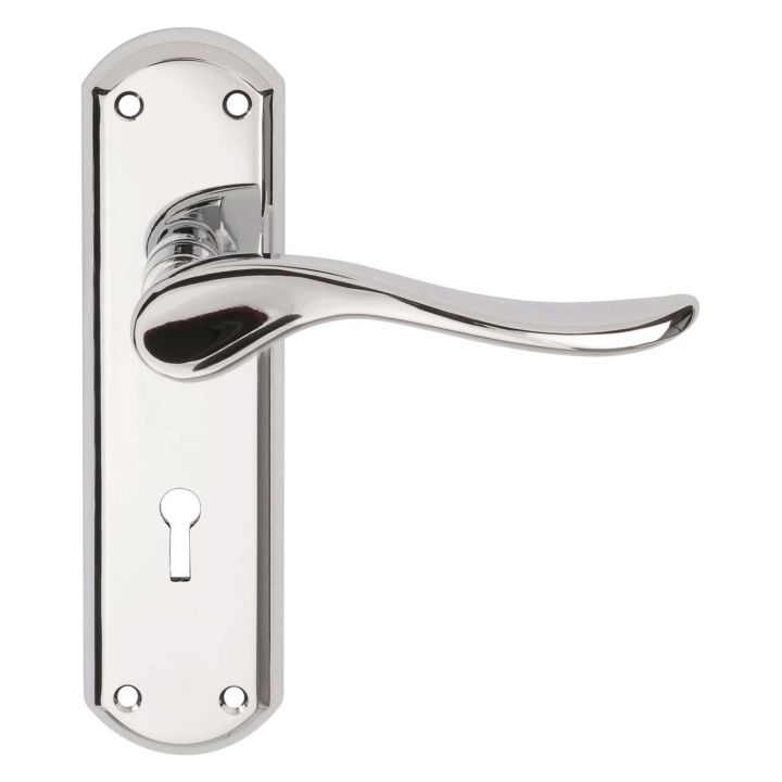 Sigma Lever Lock Furniture On Backplate Polished Chrome