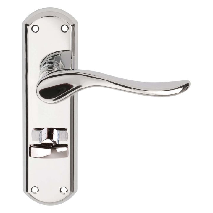 Sigma Bathroom Door Handle on Backplate Polished Chrome Plated