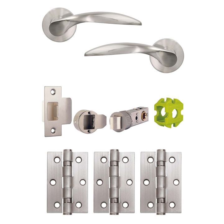 Jigtech Vecta Door Handle Pack Satin Chrome