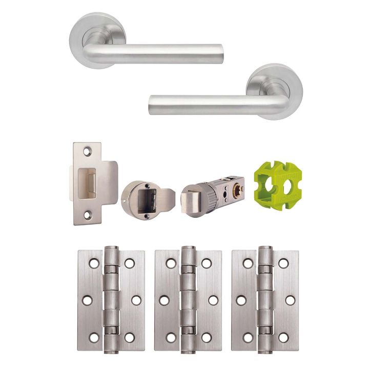 Jigtech Riva Door Handle Pack Satin Chrome