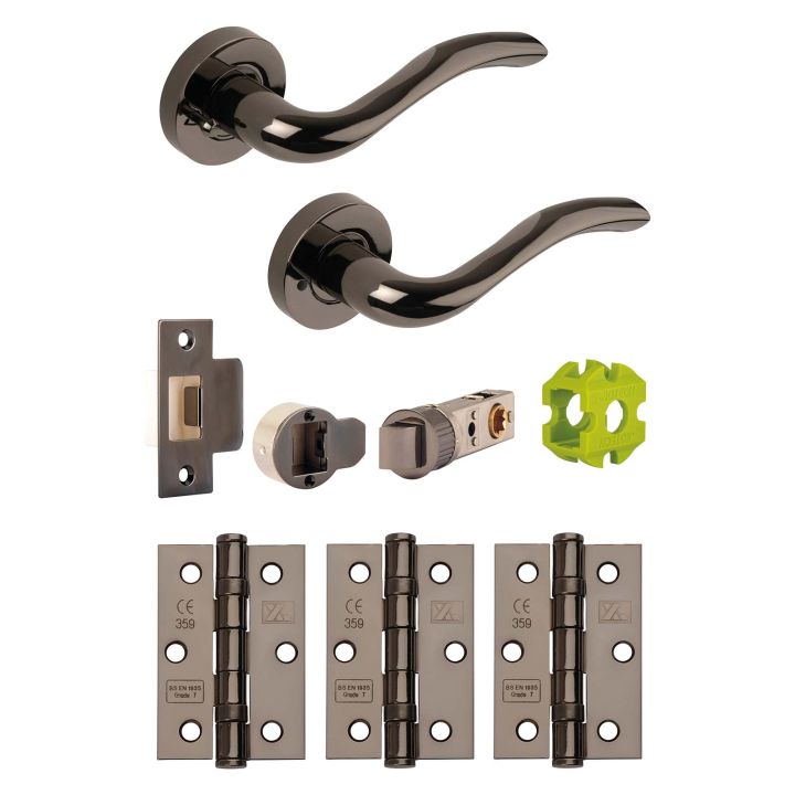Jigtech Solar Privacy Latch Door Handle Pack Black Nickel