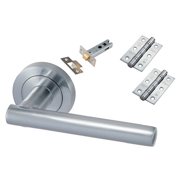 Eclipse Corvette Lever On Rose Door Latch Pack Satin Chrome