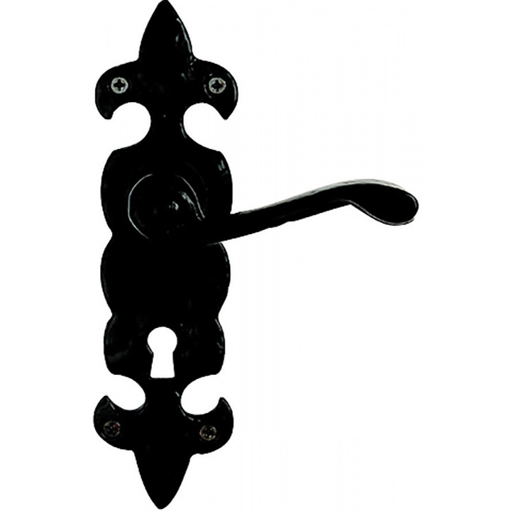 Premier Fleur De Lys Lock Door Handles Black Wrought Iron