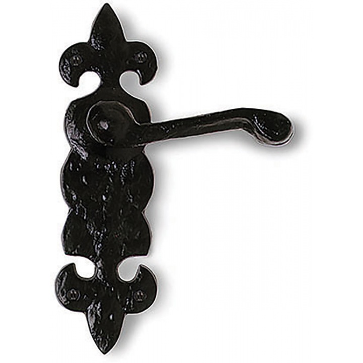 Premier Fleur De Lys Latch Door Handle Black Wrought Iron
