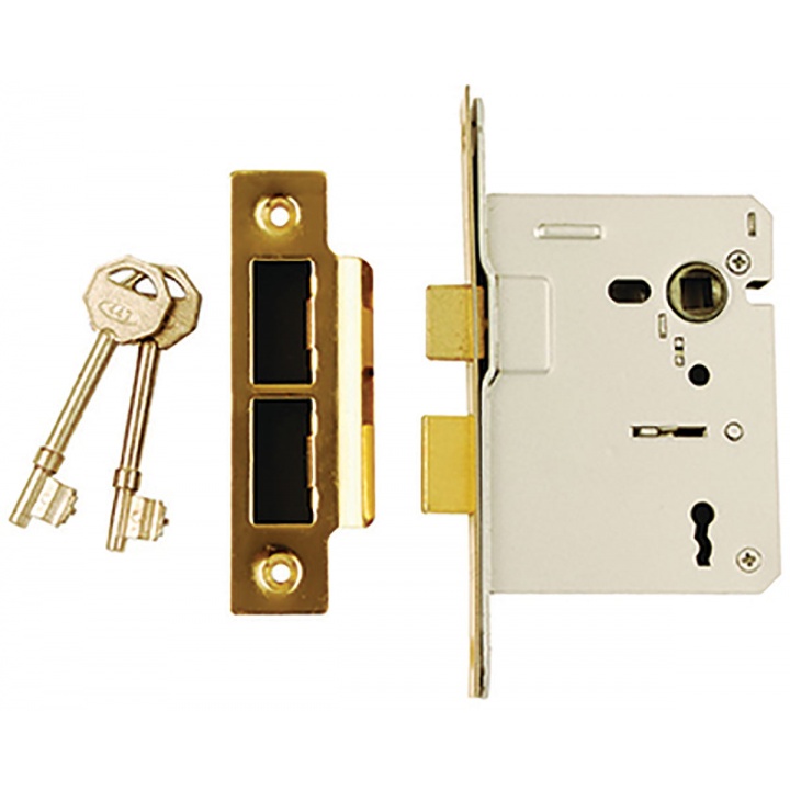 Dale 3 Lever Mortice Sashlock Brass Plated 76mm