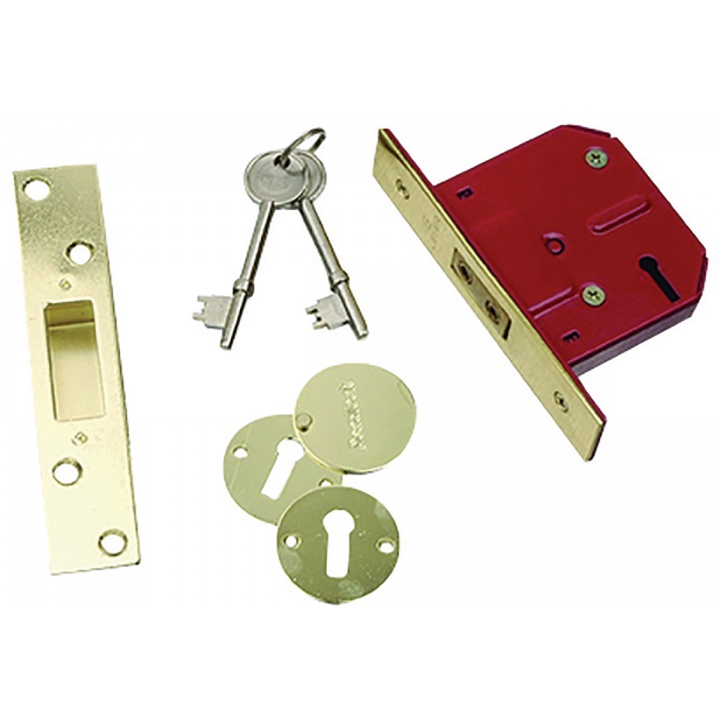 Dale 5 Lever Mortice Deadlock Brass Plated 76mm