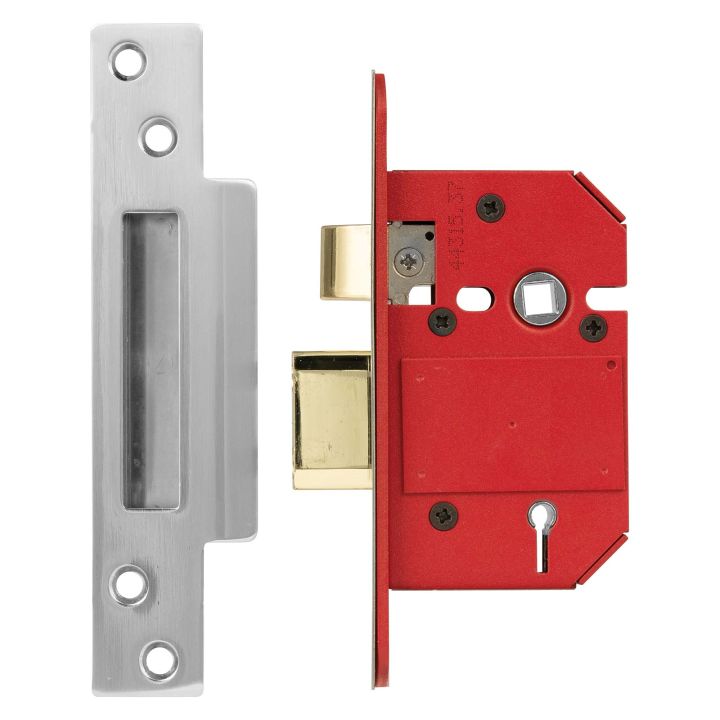 StrongBOLT BS 5 Lever Mortice Sashlock Satin Chrome 