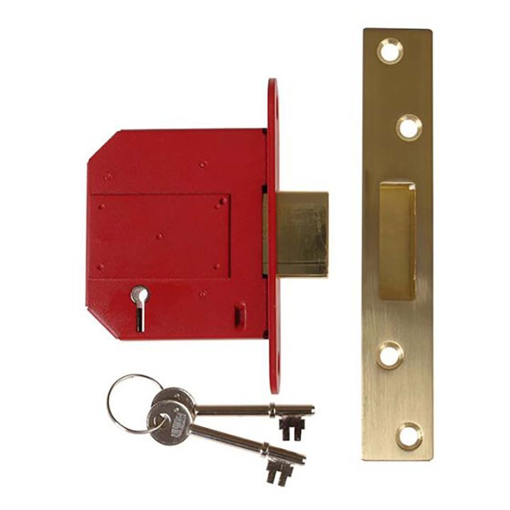 StrongBOLT BS 5 Lever Mortice Deadlock 3" Polished Brass