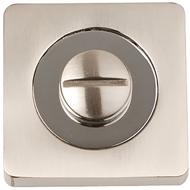 Square Bathroom Thumbturn Set Satin Nickel / Polished Chrome