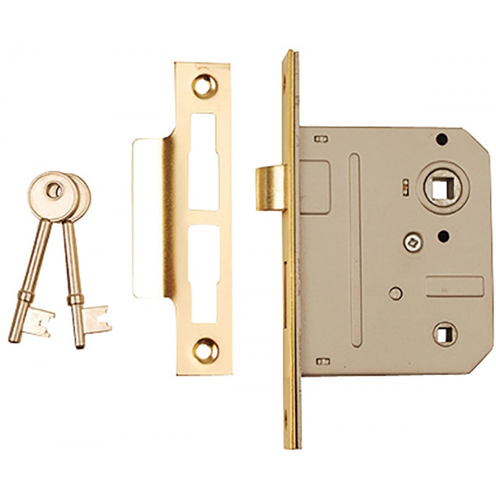 Dale Bathroom Mortice Lock Brass Plated 63mm