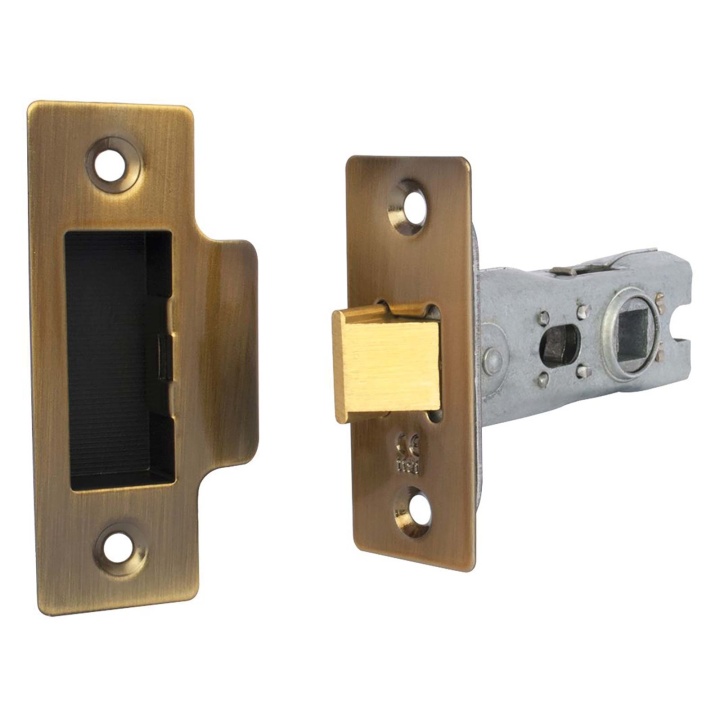 76mm Bolt Through Tubular Mortice Latch Antique Brass
