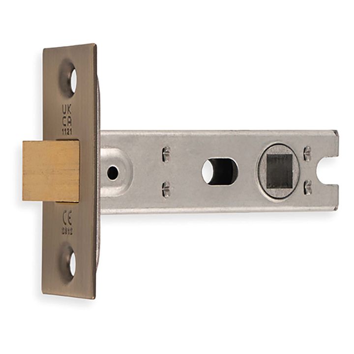 Bolt-Through Tubular Mortice Latch Square 64mm Antique Brass
