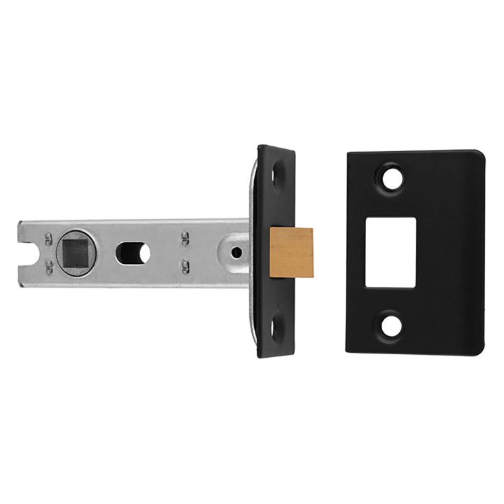 Bolt-Through Tubular Mortice Latch Square 76mm Matt Black