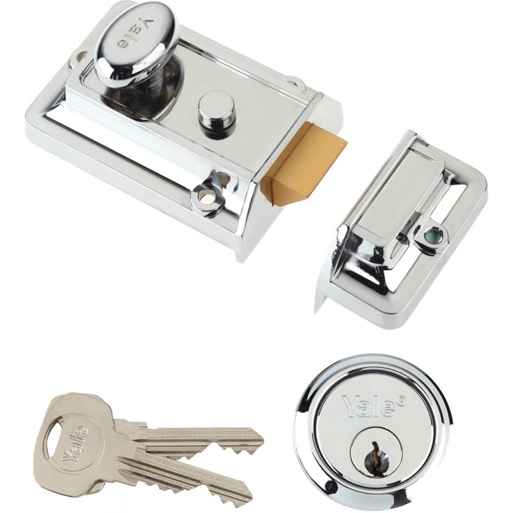 Yale P77 Traditional Nightlatch Chrome/Chrome 60mm
