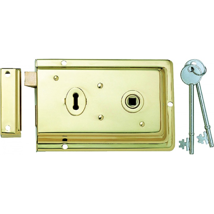 Double Handed Rim Lock Brass Plated 152 x 100mm