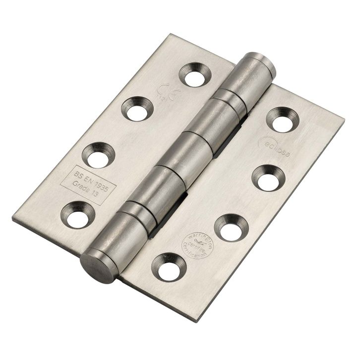 Eclipse Grade 13 Fire Door Ball Bearing Hinge 102mm Satin Stainless Steel Pack 3