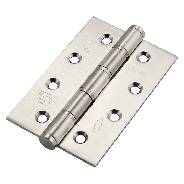 Eclipse Grade 7  Fire Door Washered Hinge 102mm Satin Stainless Steel Pack 3