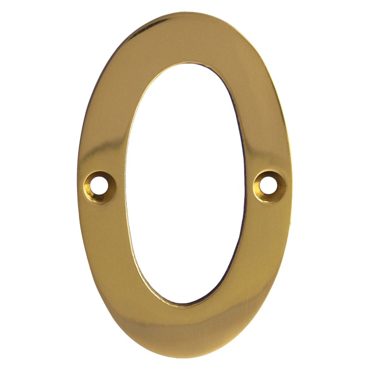 No 0 Numeral Polished Brass 76mm