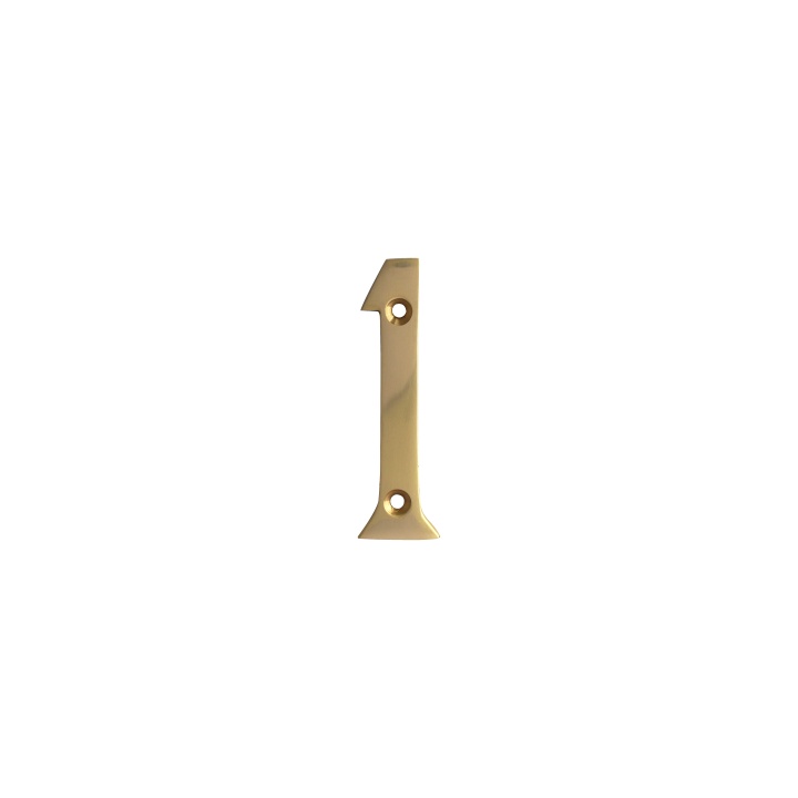 No 1 Numeral Polished Brass 76mm