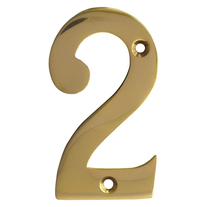 No 2 Numeral Polished Brass 76mm