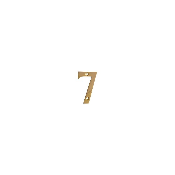 No 7 Numeral Polished Brass 76mm