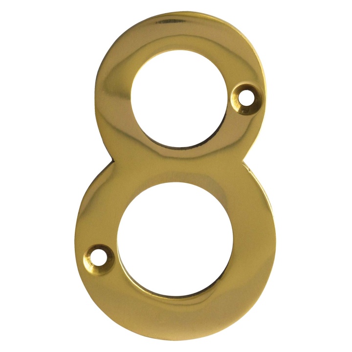 No 8 Numeral Polished Brass 76mm