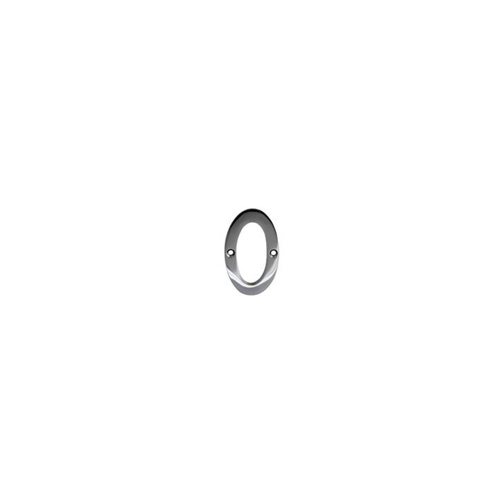 No 0 Numeral Polished Chrome 76mm