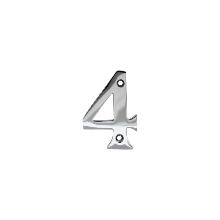 No 4 Numeral Polished Chrome 76mm