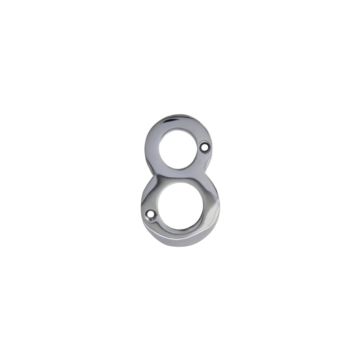 No 8 Numeral Polished Chrome 76mm