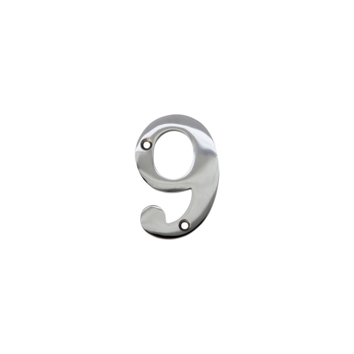 No 9 Numeral Polished Chrome 76mm