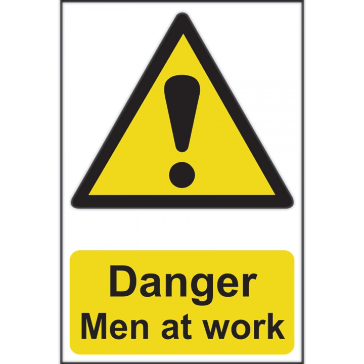 Danger Men At Work Sign 200 x 300mm Self Adhesive
