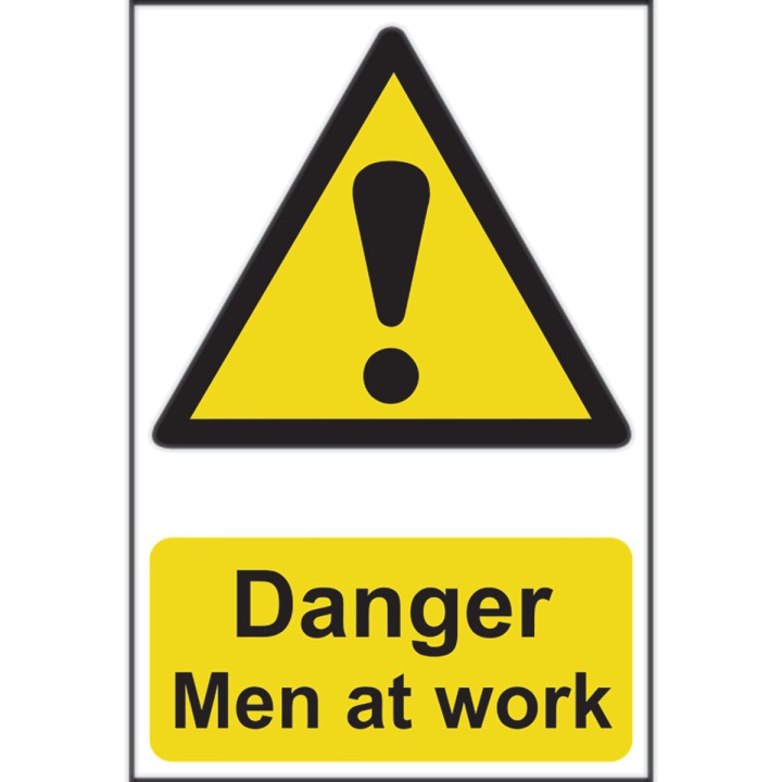 Danger Men At Work Sign 200 x 300mm Self Adhesive