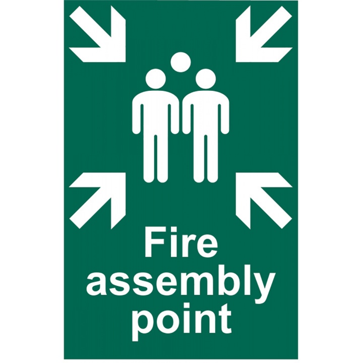 Fire Assembly Point Sign 200 x 300mm Self Adhesive