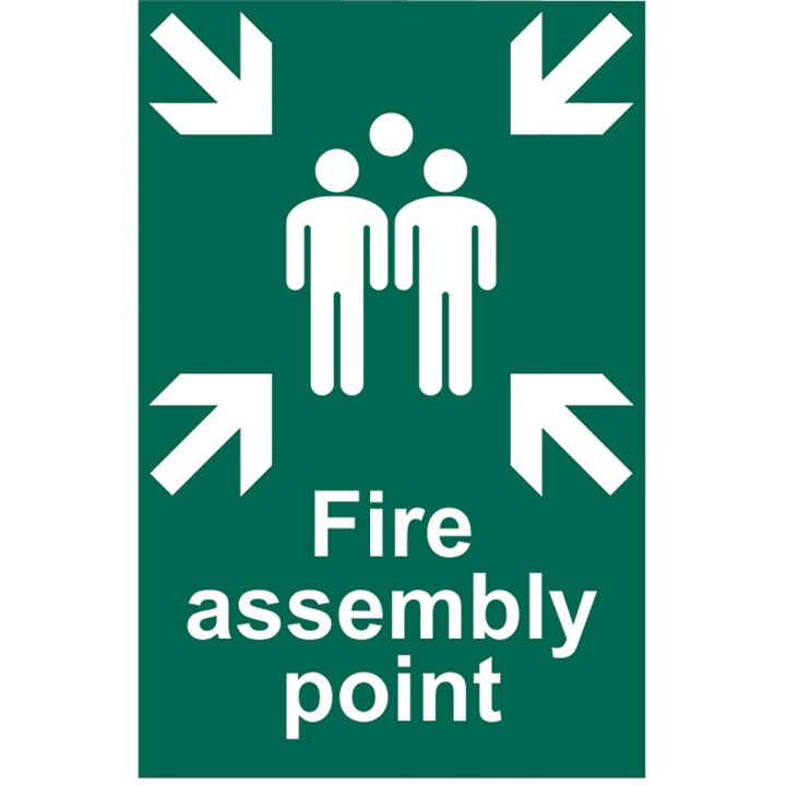 Fire Assembly Point Sign 200 x 300mm Self Adhesive