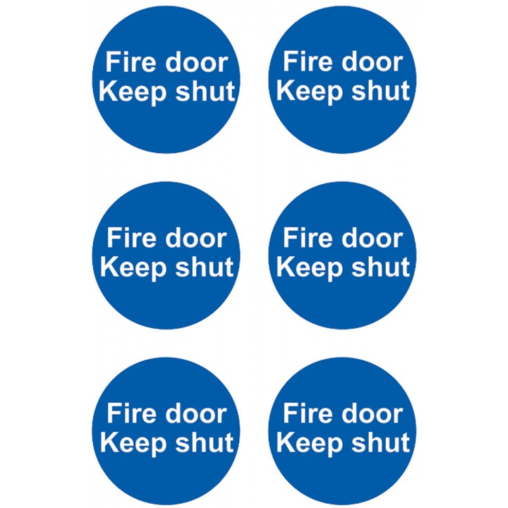 Fire Door Keep Shut Sign 100 x 100mm Pack 6 Self Adhesive