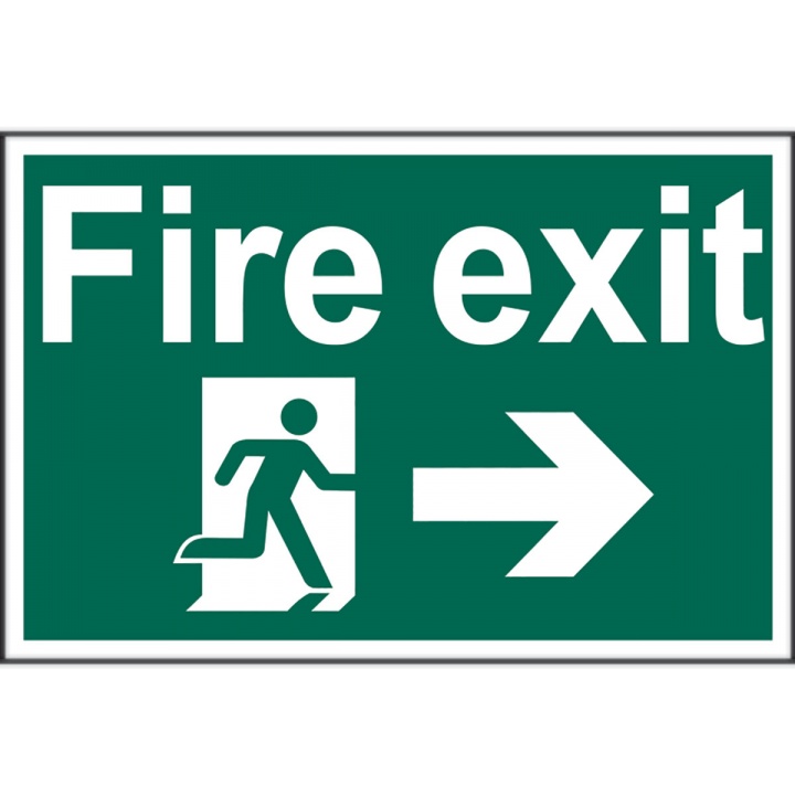 Fire Exit Arrow Right Sign 300 x 200mm Self Adhesive