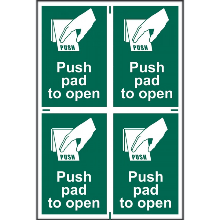 Push Pad To Open Sign 100 x 150mm (PK4) Self Adhesive