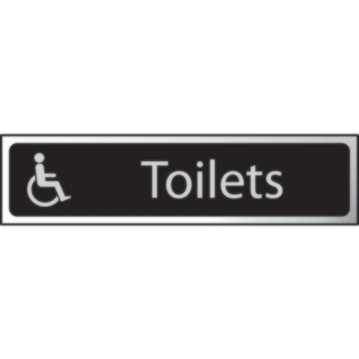 Disabled Toilet Sign 200 x 50mm Black