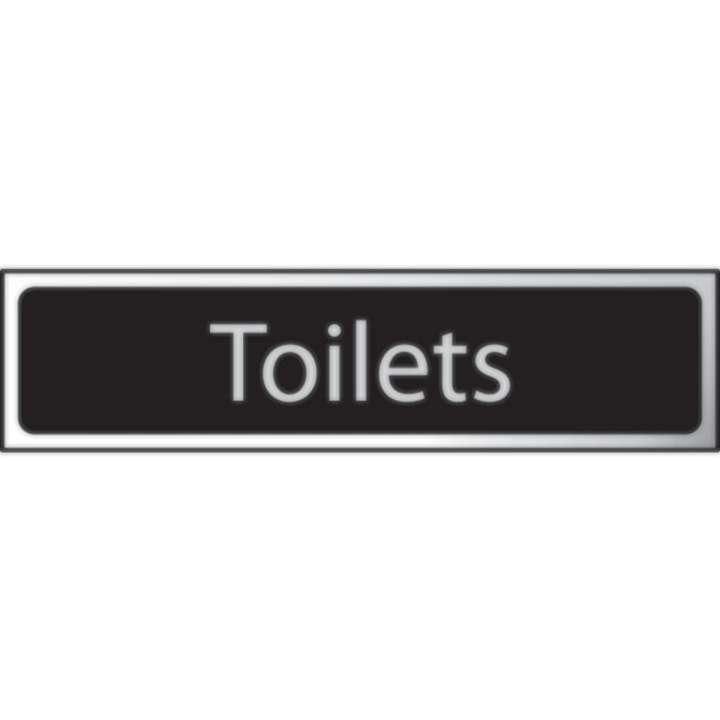 Toilets Sign Black 200 x 50mm