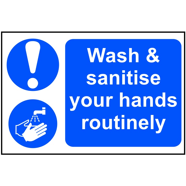 Wash & Sanitise Your Hands Sign 300 x 200mm